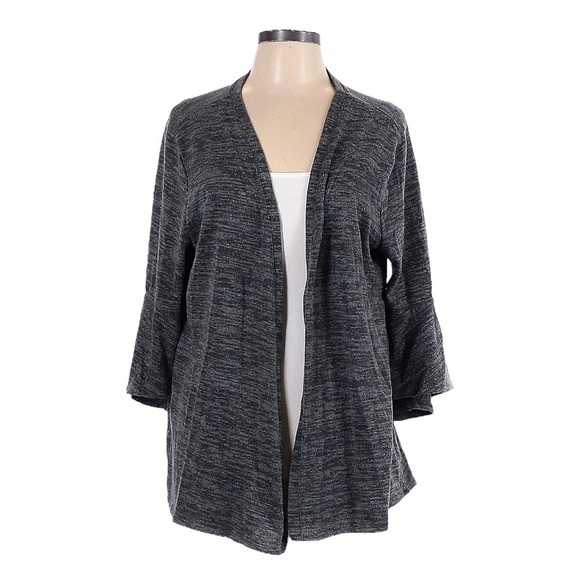 🌺 Style & Co Marled Gray Flowy Open Cardigan Size S Comfy Flare Sleeve - Picture 1 of 8